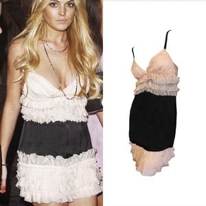 D&G Dolce & Gabbana Ruffle Black and Blush Mini Dress. It’s not with tag !!